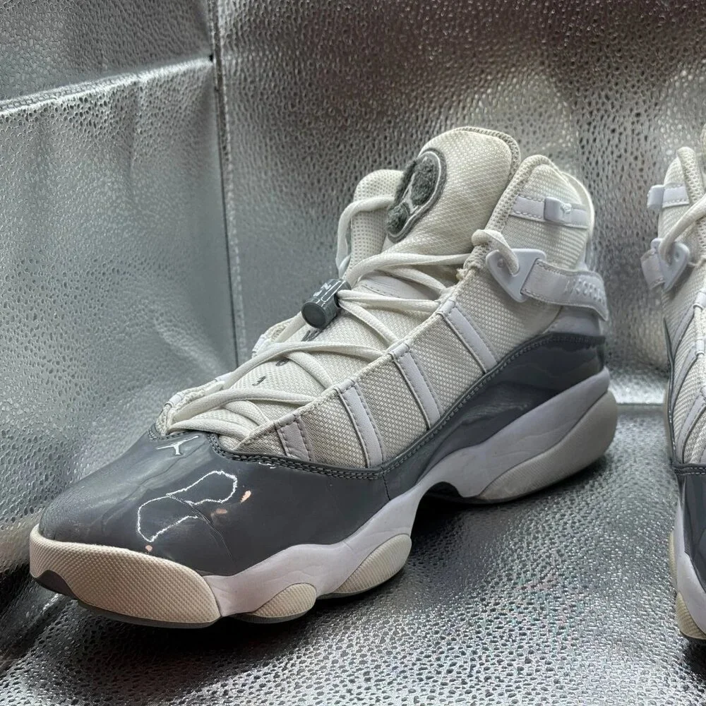 Size‎ 12 Nike Air Jordan 6 Rings Cool Gray White Mens Patent Leather 322992-121